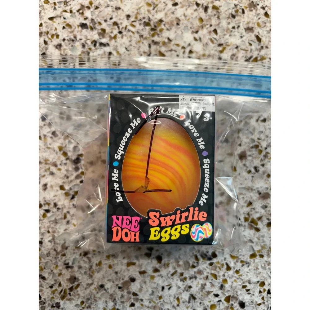 Schylling NeeDoh Swirlie Eggs Unisex OS Orange Yellow Swirl Sensory Fidget Toy